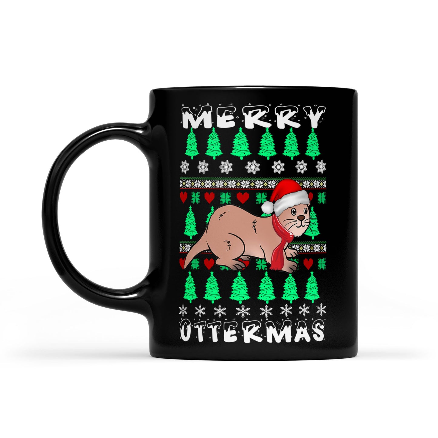 Merry Ottermas Funny Christmas Otter Lovers Gift   Black Mug Gift For Christmas