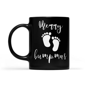 Funny Pregnancy Reveal Announcement Merry Bumpmas Christmas  Black Mug Gift For Christmas