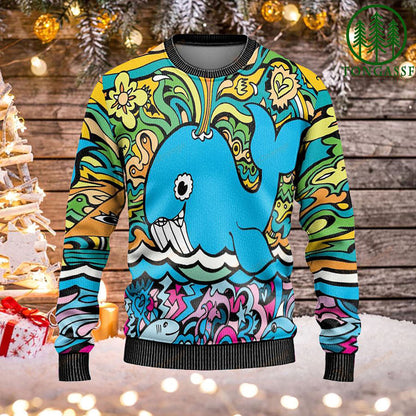Christmas Whale Ugly Sweaters, Christmas Ugly Sweater, Christmas Gift, Gift Christmas 2024