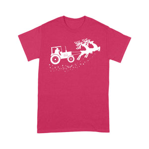 Christmas Santa Tractor Sleigh Funny Farmer Gift T-shirt Tee Shirt Gift For Christmas