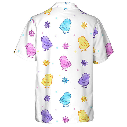 Cute Colorful Baby Chicken With Flowers And Dots Hawaiian Shirt, Hawaiian Shirt Gift, Christmas Gift