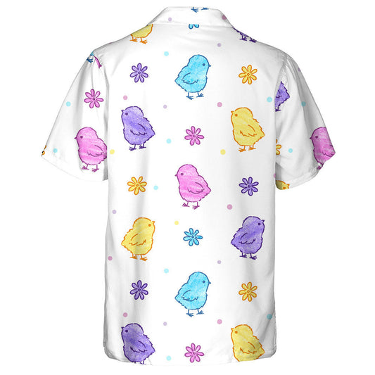 Cute Colorful Baby Chicken With Flowers And Dots Hawaiian Shirt, Hawaiian Shirt Gift, Christmas Gift
