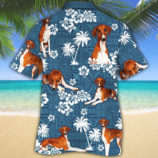 Azawakh Dog With White Palm Trees And Hibiscus Hawaiian Shirt, Hawaiian Shirt Gift, Christmas Gift