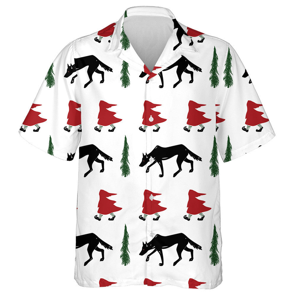 The Wolf And The Red Hood In A Gloomy Atmosphere Hawaiian Shirt, Hawaiian Shirt Gift, Christmas Gift