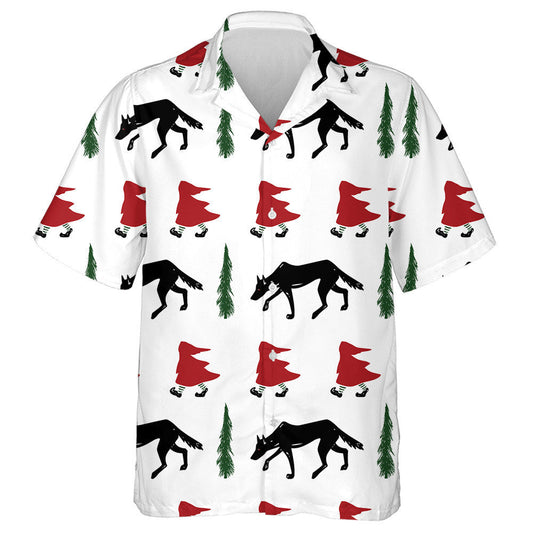 The Wolf And The Red Hood In A Gloomy Atmosphere Hawaiian Shirt, Hawaiian Shirt Gift, Christmas Gift