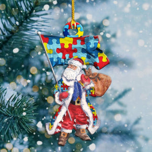 Autism Santa Pride Shape Ornament, Christmas Ornament Gift, Christmas Gift, Christmas Decoration