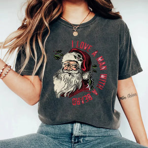 I love a man with a beard T-Shirt, Christmas Shirt, Christmas Sweatshirt Cute, Christmas Winter Sweatshirt