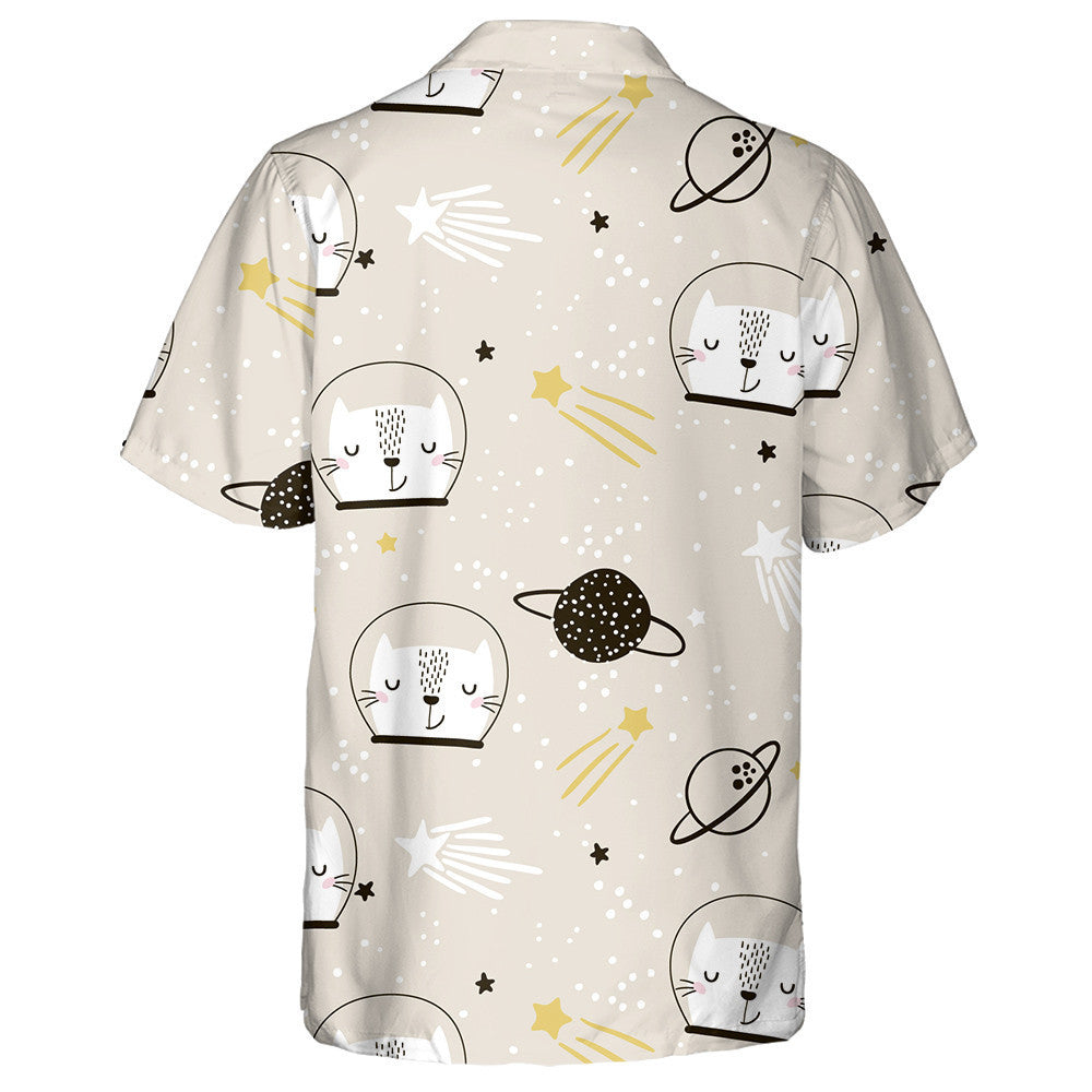 Cute Astronaut Cat In Cartoon Style Hawaiian Shirt,Hawaiian Shirt Gift, Christmas Gift