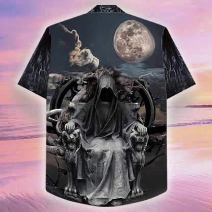 Death Skull One Day Left To Live Throne Hawaiian Shirt, Hawaiian Shirt Gift, Christmas Gift
