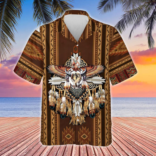 Texture Of Native American On Saddle Brown Design Hawaiian Shirt, Hawaiian Shirt Gift, Christmas Gift