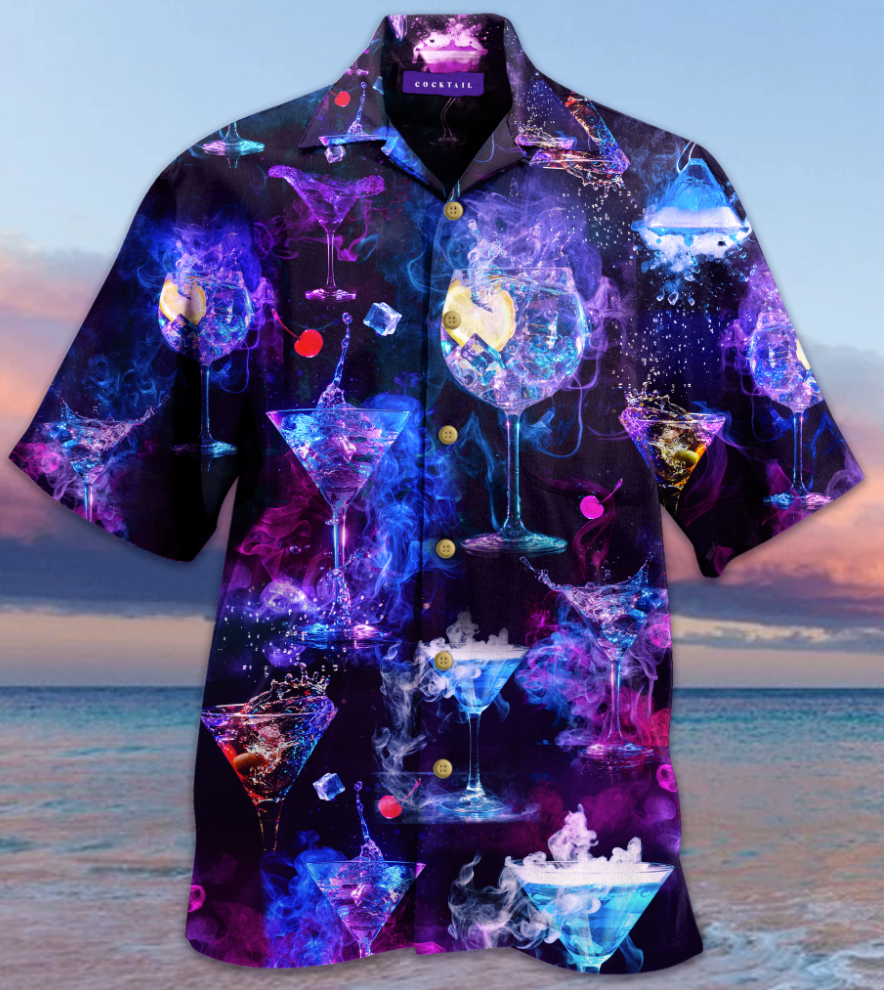 Cocktail Glasses Hawaiian Shirt â€“ Dnstyles, Hwaiian For Gift