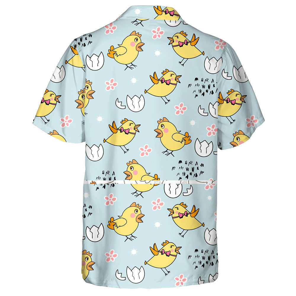Funny Chicken To Agrue With Flower And Egg Shell Hawaiian Shirt, Hawaiian Shirt Gift, Christmas Gift