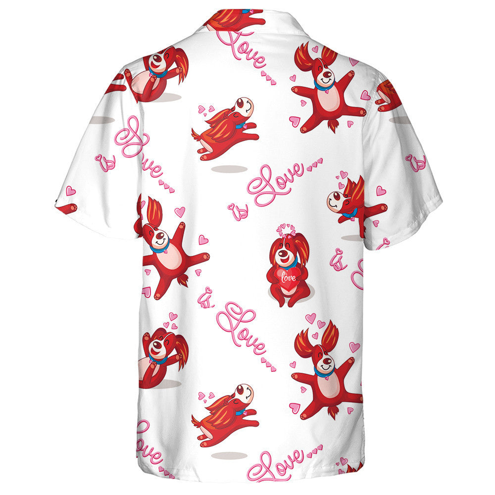 Loving Dog With Hearts Isolated Background Hawaiian Shirt,Hawaiian Shirt Gift, Christmas Gift