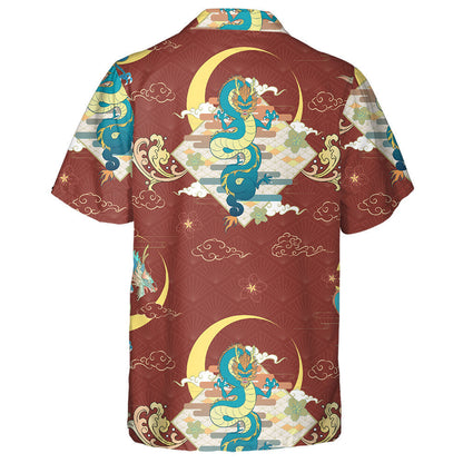 Colorful Theme With Flying Dragon With Crescent Moon Hawaiian Shirt, Hawaiian Shirt Gift, Christmas Gift