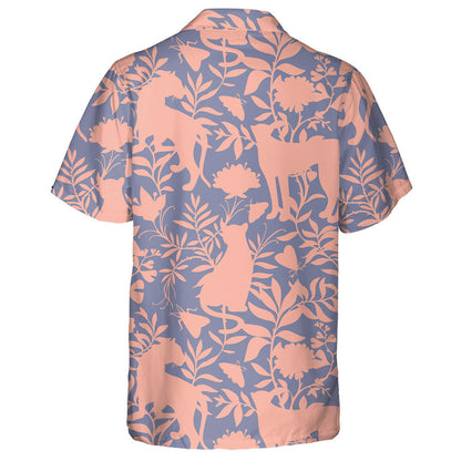 Leopard And Tiger Silhouettes With Abstract Flowers And Plants Hawaiian Shirt, Hawaiian Shirt Gift, Christmas Gift