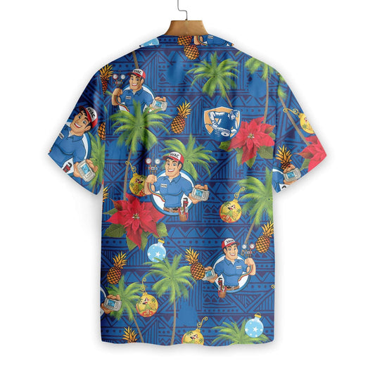 Sheet Metal Worker Proud Blue Geometric Pattern Hawaiian Shirt, Hawaiian Shirt Gift, Christmas Gift