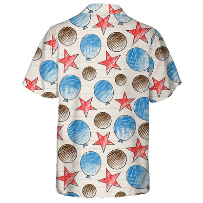 Hand Drawn Shaped In Red Blue And Brown Pattern Hawaiian Shirt, Hawaiian Shirt Gift, Christmas Gift