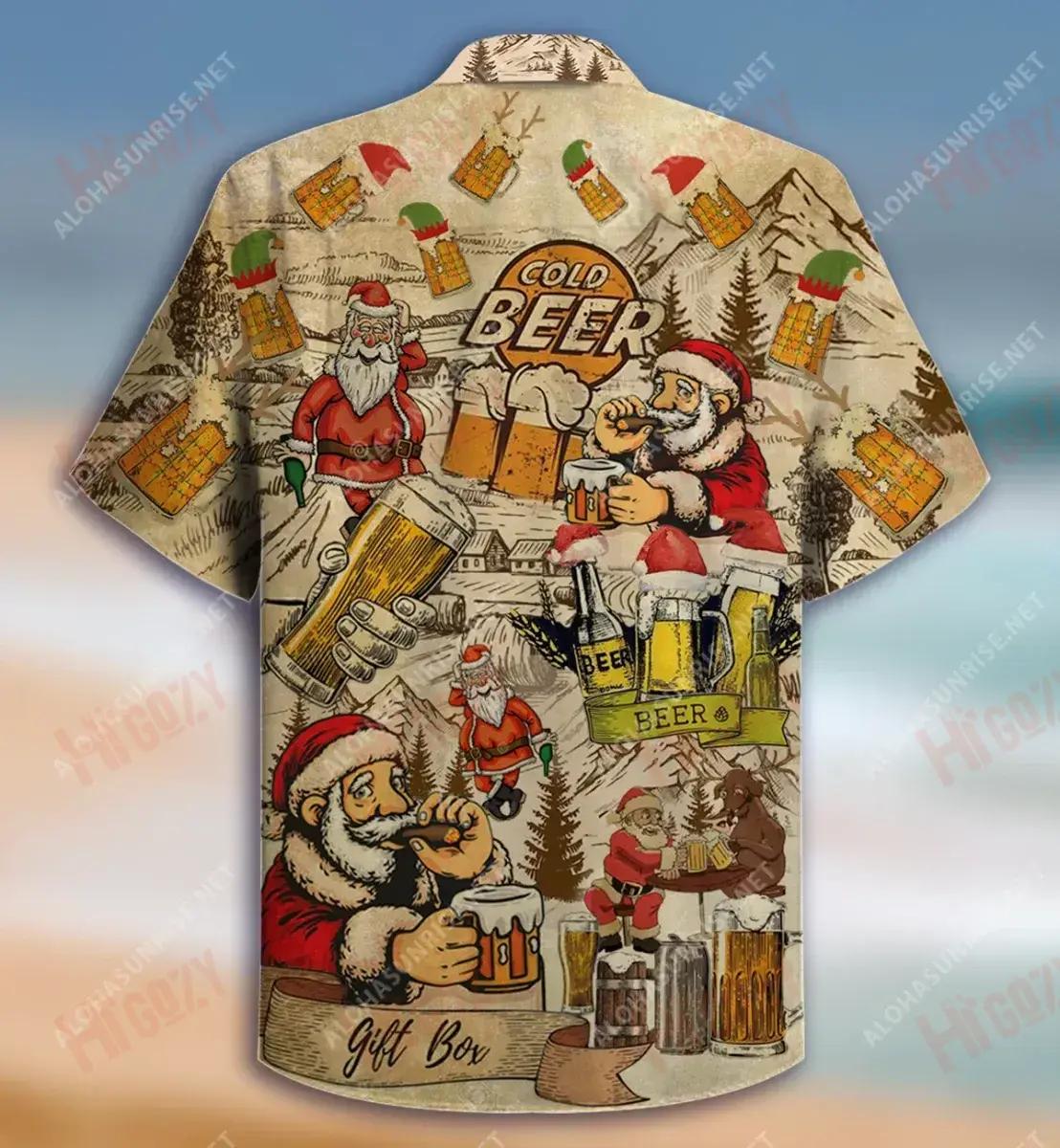 Drinking Beer With Santa Claus Short Hawaiian Shirt Hobbies Hawaiian T Shirts Hawaiian Crazy Shirts Hawaiian Shirt Pattern, Hawaiian Shirt Gift, Christmas Gift
