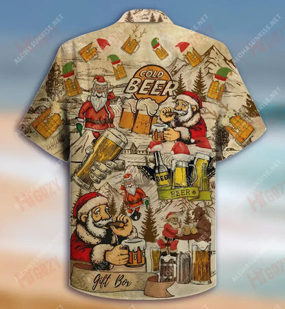 Drinking Beer With Santa Claus Short Hawaiian Shirt Hobbies Hawaiian T Shirts Hawaiian Crazy Shirts Hawaiian Shirt Pattern, Hawaiian Shirt Gift, Christmas Gift