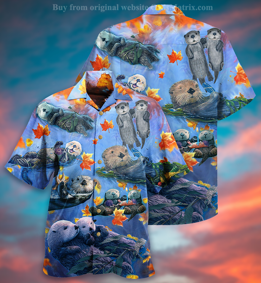 Otter Couple Love Happy - Hawaiian Shirt, Hawaiian Shirt Gift, Christmas Gift