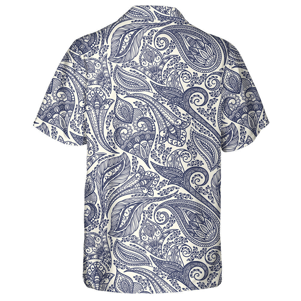 Beautiful Paisley Flower Leaves Branches Hand Drawn Pattern Hawaiian Shirt, Hawaiian Shirt Gift, Christmas Gift