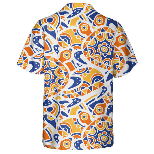 Hand Drawn Blue And Orange Ethnic Ornamental Turtles Hawaiian Shirt, Hawaiian Shirt Gift, Christmas Gift