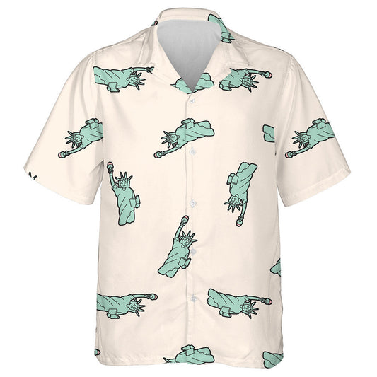 The Statue Of Liberty Icon Elements Pattern Hawaiian Shirt,Hawaiian Shirt Gift, Christmas Gift