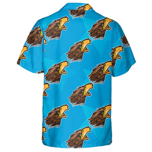 Funny Eagle Head On Blue Background Hawaiian Shirt,Hawaiian Shirt Gift, Christmas Gift