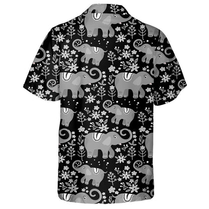 Funny Elephant And Plant On Botanical Background Hawaiian Shirt, Hawaiian Shirt Gift, Christmas Gift