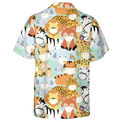Wild Animals Tiger And Leopard Is Wearing Mask Hawaiian Shirt, Hawaiian Shirt Gift, Christmas Gift