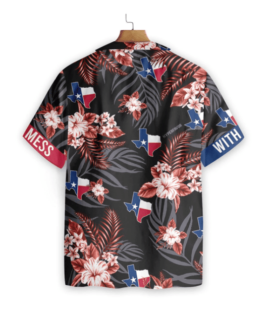 Red And Blue Texas Peace Crazy Background Design Hawaiian Shirt, Hawaiian Shirt Gift, Christmas Gift