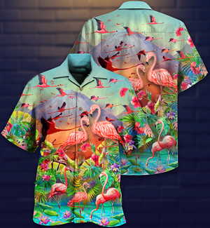 Flamingo Couple Love - Hawaiian Shirt_ Hawaiian Shirt Gift, Christmas Gift