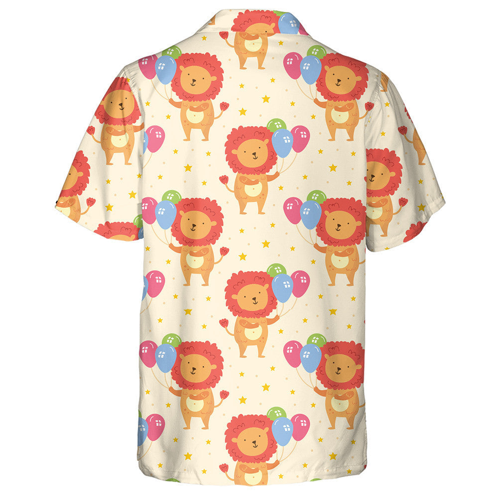 Cute Animal Lion With Colorful Balloons Hawaiian Shirt,Hawaiian Shirt Gift, Christmas Gift