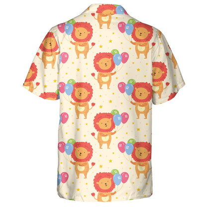Cute Animal Lion With Colorful Balloons Hawaiian Shirt,Hawaiian Shirt Gift, Christmas Gift