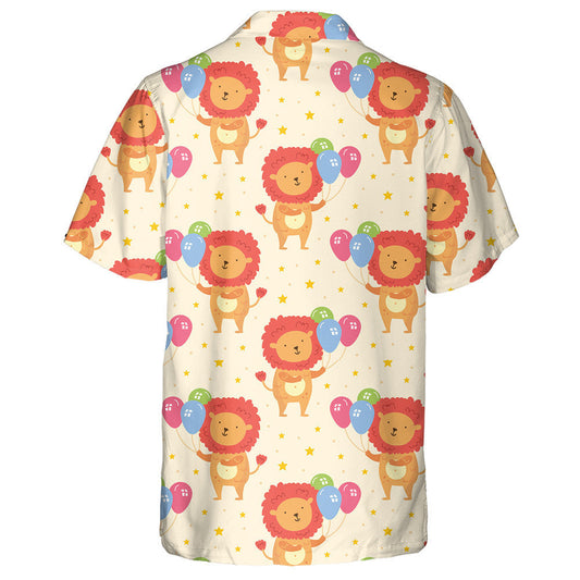 Cute Animal Lion With Colorful Balloons Hawaiian Shirt,Hawaiian Shirt Gift, Christmas Gift
