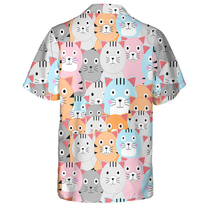 Cute Cat Pastel Cartoon Draw Comic Art Hawaiian Shirt, Hawaiian Shirt Gift, Christmas Gift