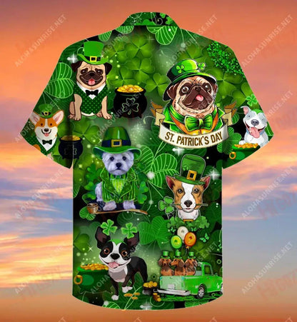 Lucky Puppies Patrick'S Day Unisex Hawaiian Shirt Hobbies Short Sleeve Vintage Hawaiian Shirts Funny Hawaiian Shirts, Hawaiian Shirt Gift, Christmas Gift
