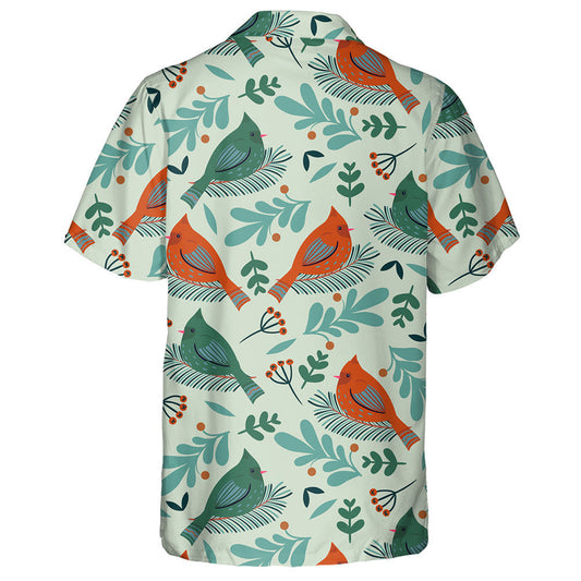 Little Red Cardinal Bird Winter Birds And Flora Hawaiian Shirt, Hawaiian Shirt Gift, Christmas Gift