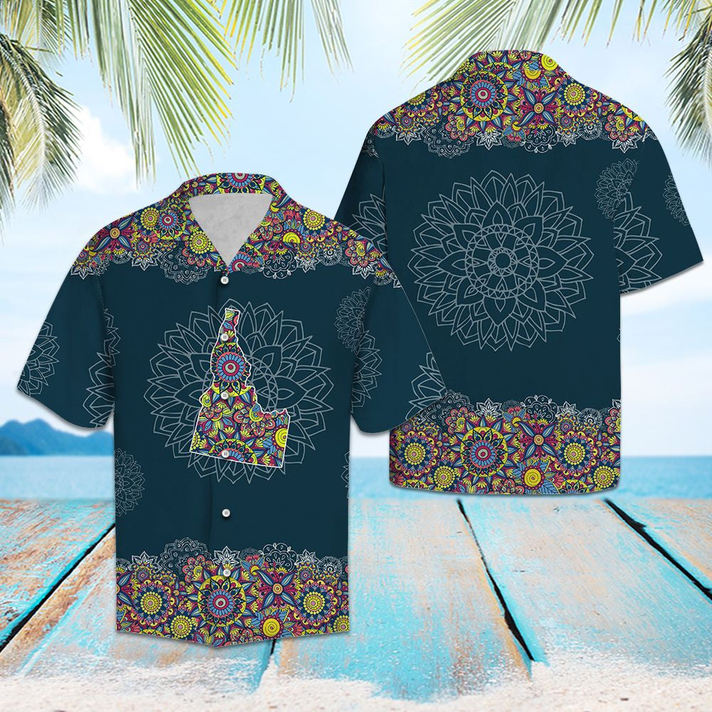 Colorful Map Of Idaho Mandala Flower Patchwork Pattern Hawaiian Shirt, Hawaiian Shirt Gift, Christmas Gift