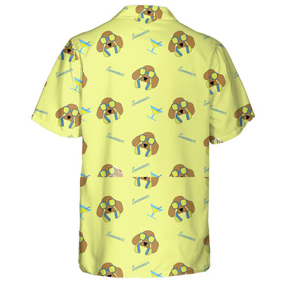 Cartoon Spaniel Dogs In Sunglasses And Headphones Background Hawaiian Shirt, Hawaiian Shirt Gift, Christmas Gift