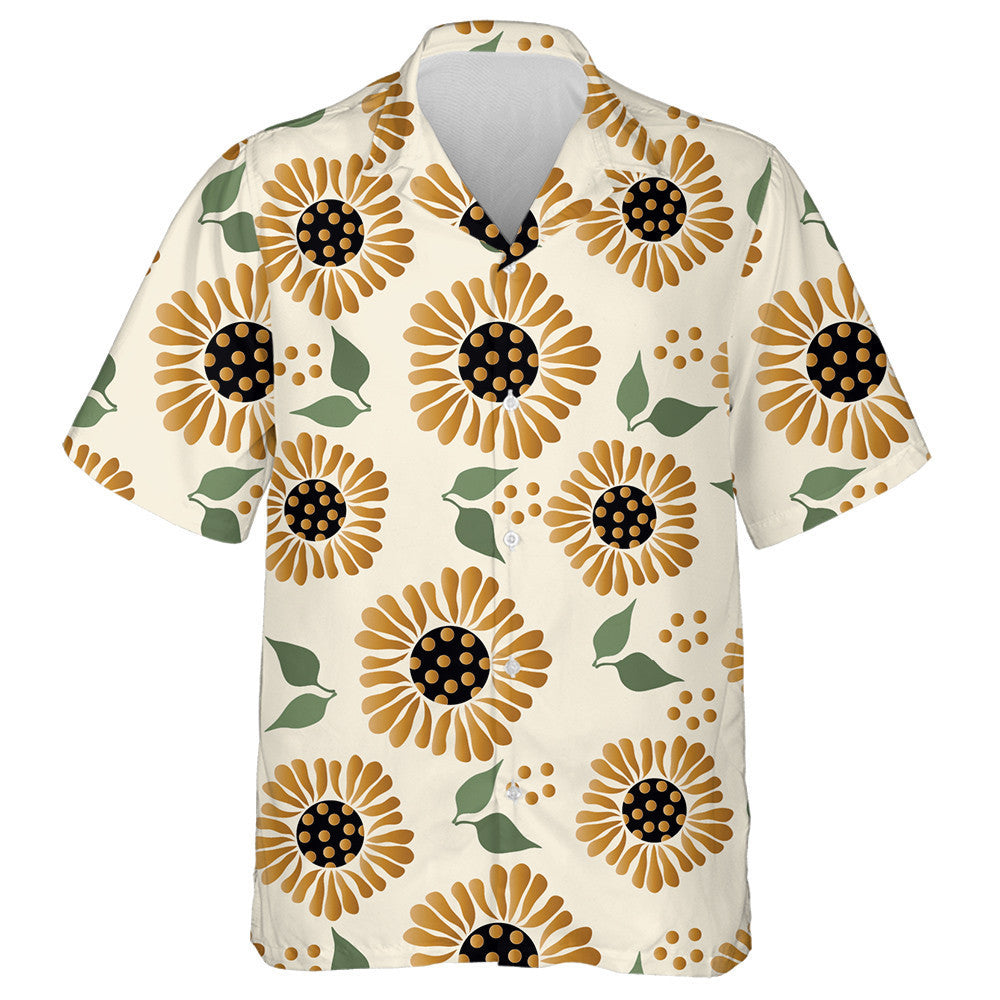 Attractive Sunflower With Dots Seed And Leaves Pattern Hawaiian Shirt, Hawaiian Shirt Gift, Christmas Gift