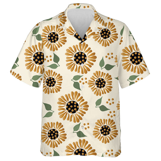 Attractive Sunflower With Dots Seed And Leaves Pattern Hawaiian Shirt, Hawaiian Shirt Gift, Christmas Gift
