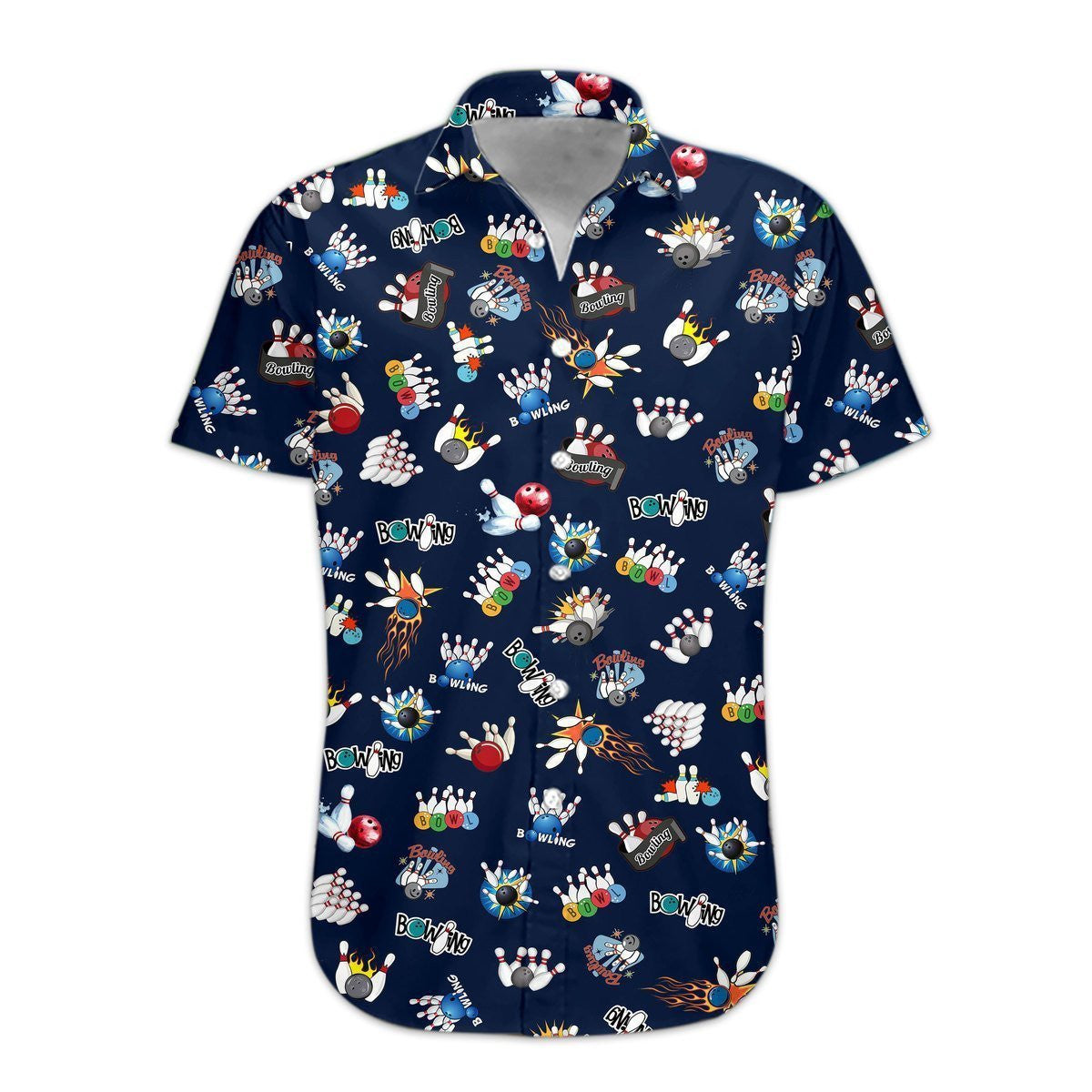 Bowling On Deep Blue Awesome Background Design Hawaiian Shirt, Hawaiian Shirt Gift, Christmas Gift
