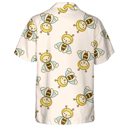 Watercolor Cute Cartoon Baby Bee Sitting Hawaiian Shirt, Hawaiian Shirt Gift, Christmas Gift