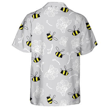 Natural Funny Bees And Summer Flowers Hawaiian Shirt,Hawaiian Shirt Gift, Christmas Gift