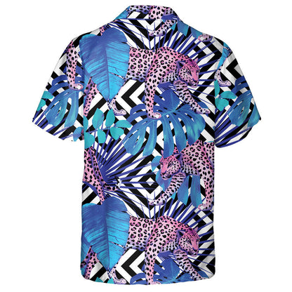 Summer Tropical Flower Safari With Exotic Animals Leopard Hawaiian Shirt, Hawaiian Shirt Gift, Christmas Gift