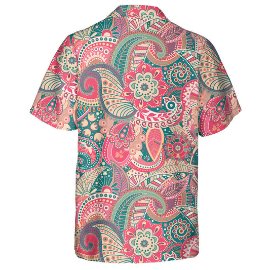 Light Color Green And Pink Flowers Paisley Design Hawaiian Shirt, Hawaiian Shirt Gift, Christmas Gift