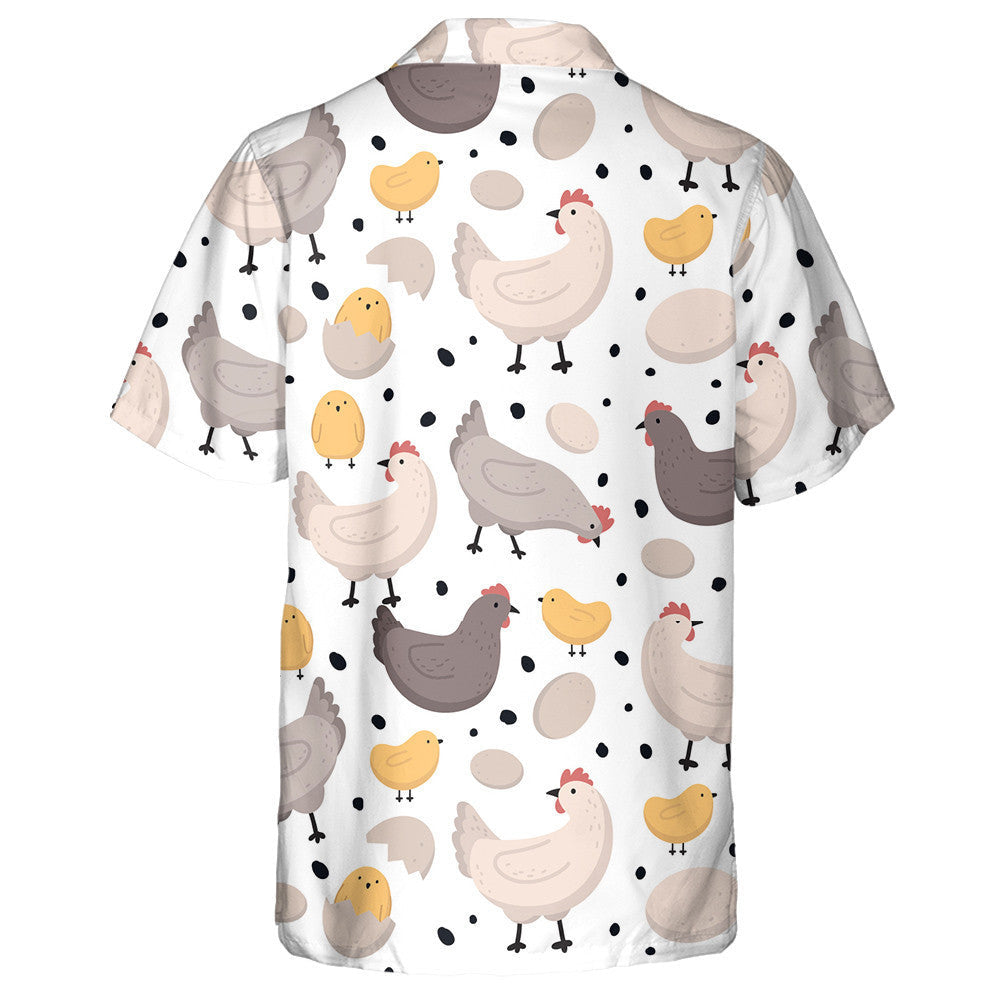 Happy Hen Chicken And Egg With Black Dot Hawaiian Shirt, Hawaiian Shirt Gift, Christmas Gift
