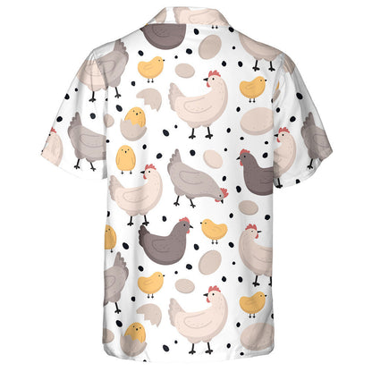Happy Hen Chicken And Egg With Black Dot Hawaiian Shirt, Hawaiian Shirt Gift, Christmas Gift