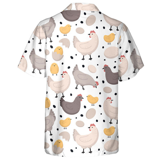 Happy Hen Chicken And Egg With Black Dot Hawaiian Shirt, Hawaiian Shirt Gift, Christmas Gift